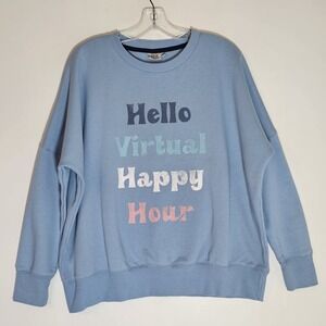 True Craft Sweatshirt Womens Medium Blue Virtual Happy Hour Crewneck Pullover M